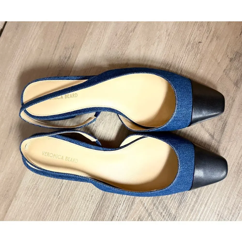 Veronica Beard Cecile Slingback Leather Pumps Size 7.5M
